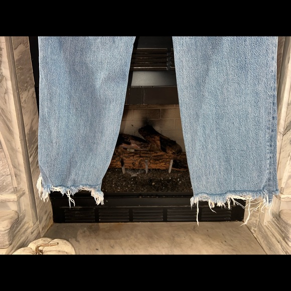Free People We the Free Maggie Mid-Rise Straight-Leg Jeans Ripped Frayed 29 - Picture 13 of 14
